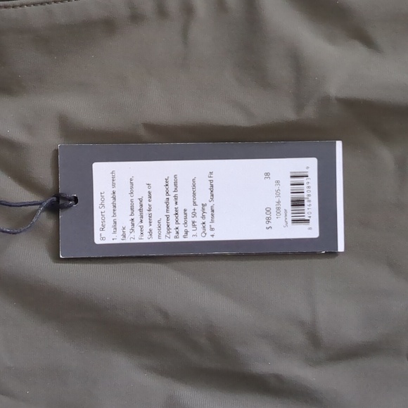 Rhone Men's Flat Front 8" Inseam Resort Short Survivor Green Size 38 NWT - Picture 3 of 5